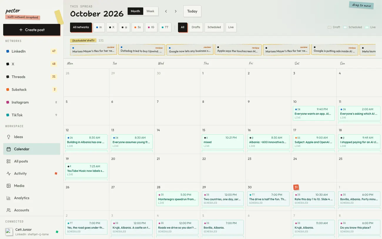 poster's content calendar